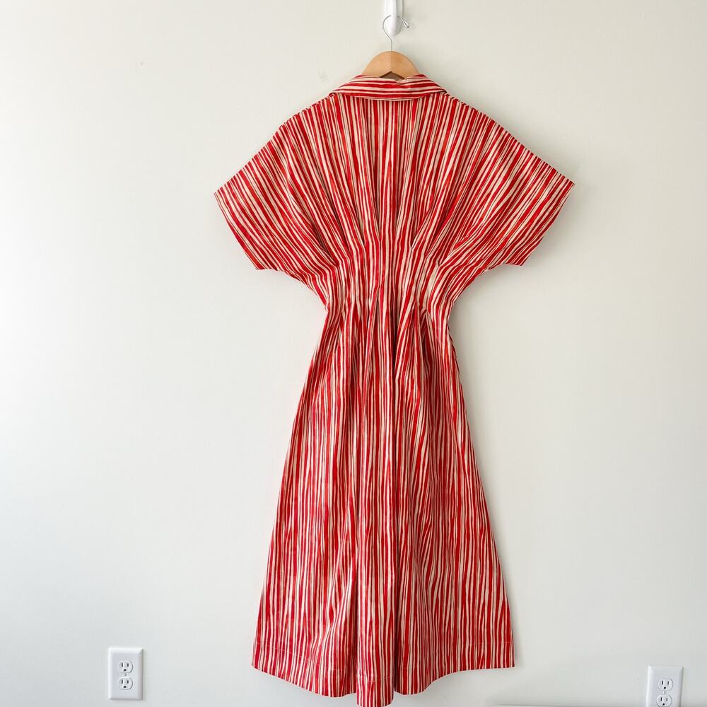 Anthropologie Exquise The Tobie Cadence Shirt Dress Midi in Red Ivory, Size XS - Picture 5 of 14